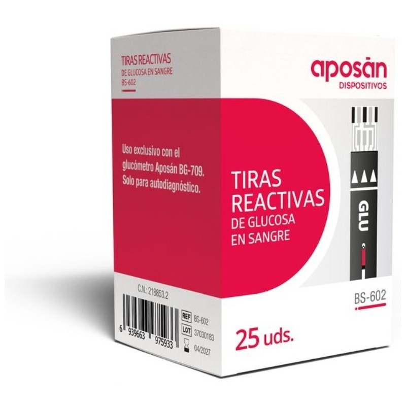 TIRAS REACTIVAS GLUCEMIA APOSAN 25 UNIDADES